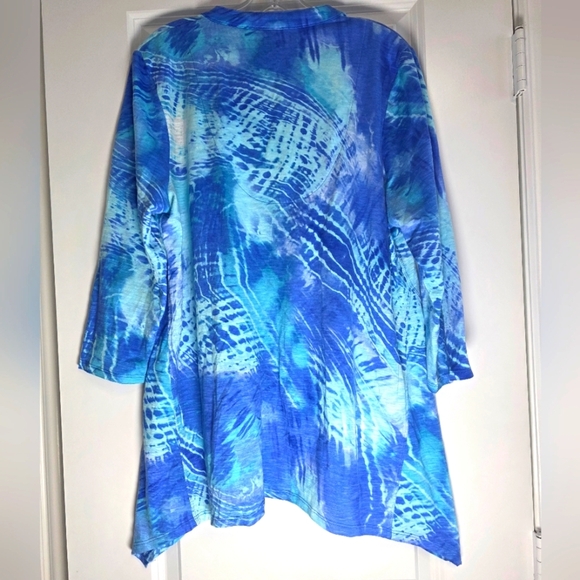 Chico's Blue Tiedyed Cotton Tunic Size 2 (Large) - Picture 2 of 4
